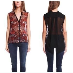 HELMUT Lang Sheer Floral Sleeveless Blouse